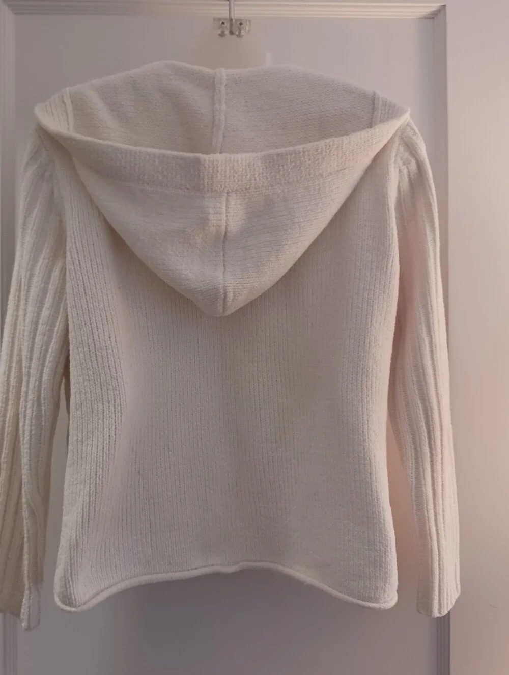 J. Jill Cream Cable Knit Hooded Button Cardigan